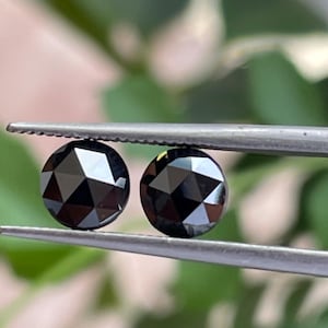 1.54 CT Natural Black Rose Cut Diamond Pair | 5.80 MM Matching Loose Diamonds | Round Black Diamond For Earrings | Jewelry Making Supply