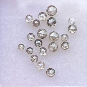 Natural Rose Cut Salt and Pepper Diamonds | Round Gray Loose Stones (2-3.5mm)