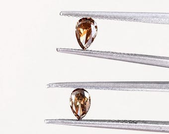 0.60 CT Natural Brown Pear Diamond Pair | Loose Matching Pear Diamonds | Cognac Diamond for Custom Earrings Jewelry Making