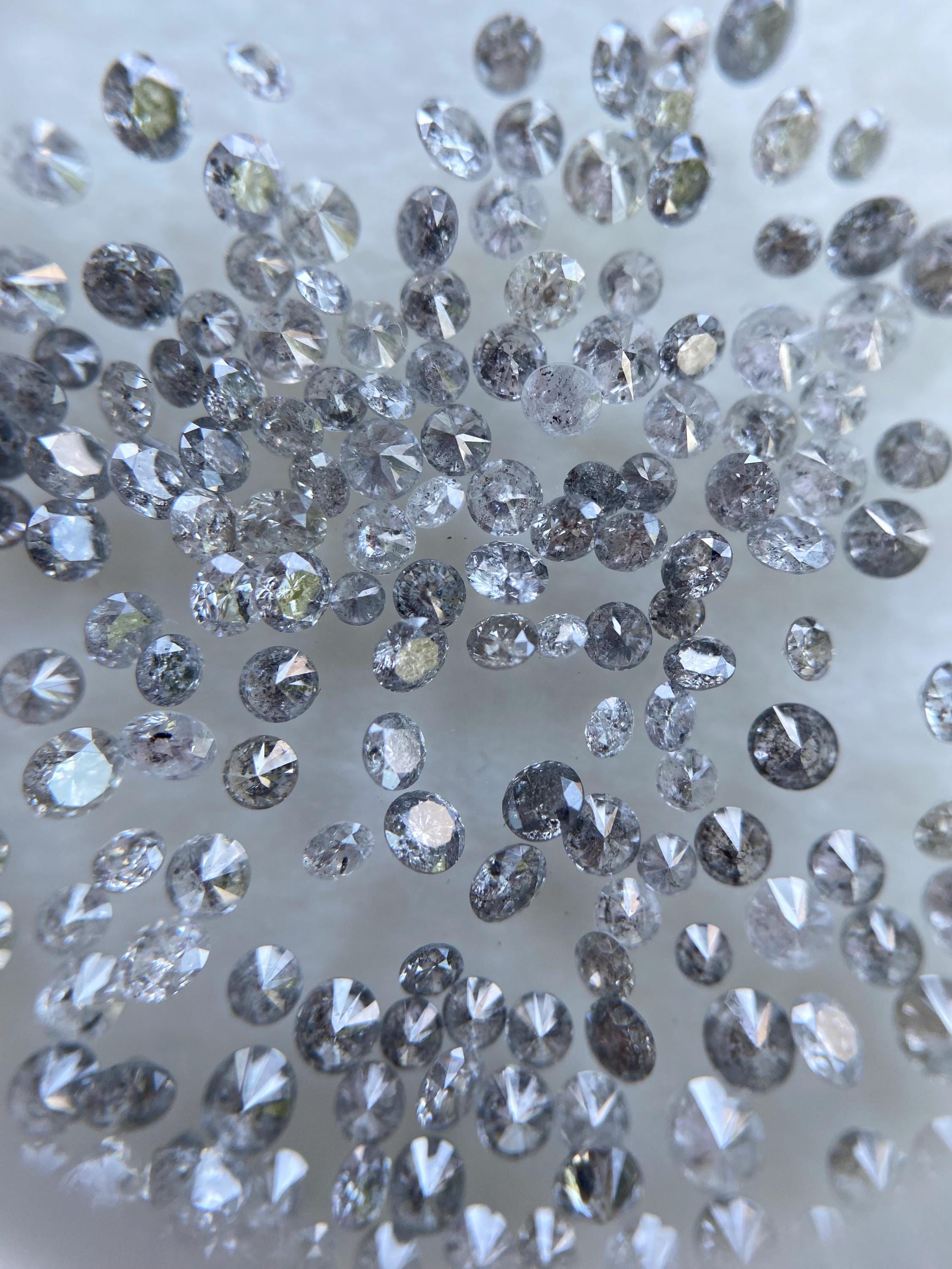 Salt and Pepper Diamonds Lot | Natural Round Cut Diamond Melee | Rustic ...