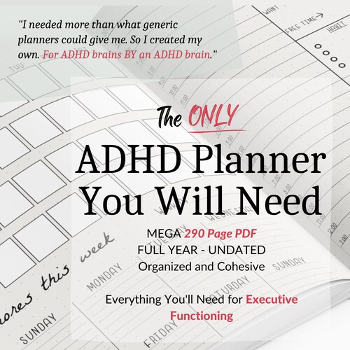 Undated Adult ADHD Planner 2023 ADHD Executive Dysfunction Etsy