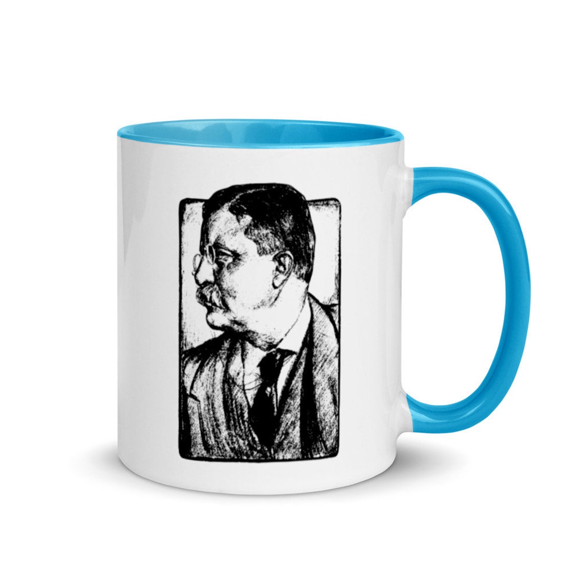 Teddy Roosevelt Mug with Color Inside Coffee Cup Tea Etsy