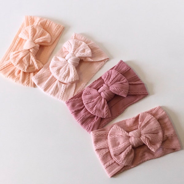 Newborn Baby Toddler Headband Hairband Gift Set| Turban Bow | Cable Knit | Baby Girl Gift Box Present | Baby Bow | baby Headband | Baby Girl