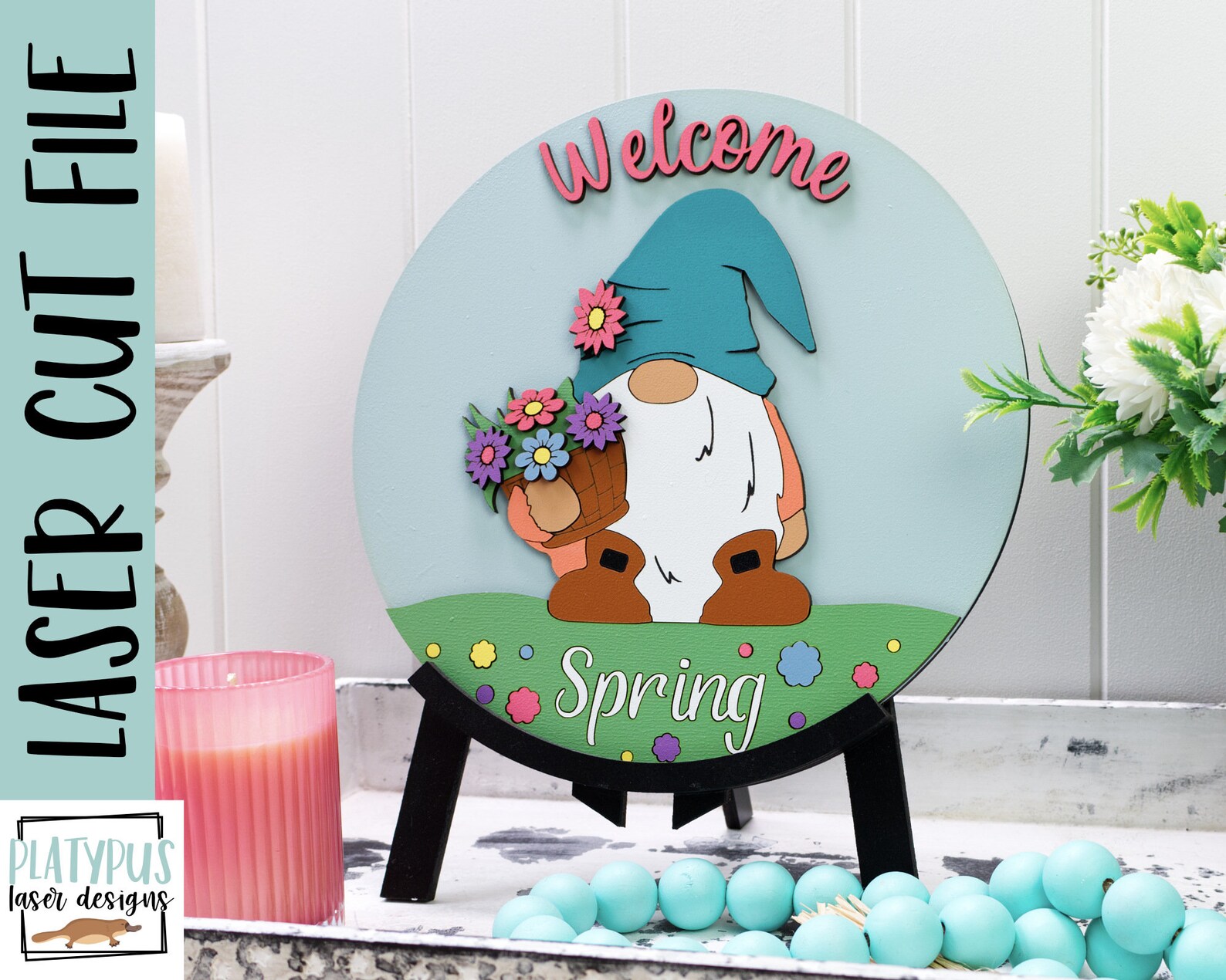Spring Gnome Sign- Spring Sign SVG Laser File - Gnome Glowforge File ...