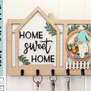 Home sweet home sleutelteken - Welkom teken SVG Laserbestand - Glowforge bestand - Huis teken gesneden bestand - Digitale Download - Platypus Designs