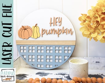 Hey Kürbis Zeichen SVG Laser Cut Datei - Thanksgiving Türschild (Digitaler Download)