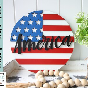 America front door sign- Welcome sign SVG Laser file - Glowforge file - 4th July cut file - Digital Download
