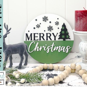Merry Christmas sign- Christmas sign SVG Laser file - Glowforge file - Merry Christmas door hanger cut file - Digital Download