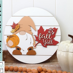 It&#39;s Fall Gnome sign- Fall sign SVG Laser file - Glowforge file - Fall Gnome door hanger cut file - Digital Download