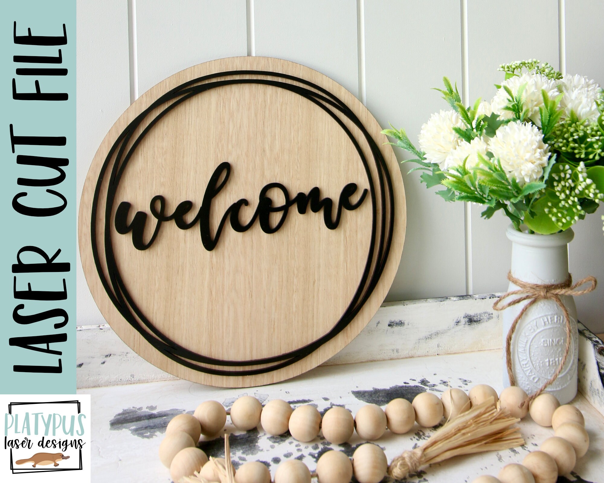 Welcomesign Revit Modern Welcome Sign Laser Cut File – Glowforge SVG (digital Download ...