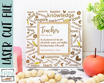 Teacher Photo Frame SVG – Laser Cut File, Glowforge File (Digital Download)