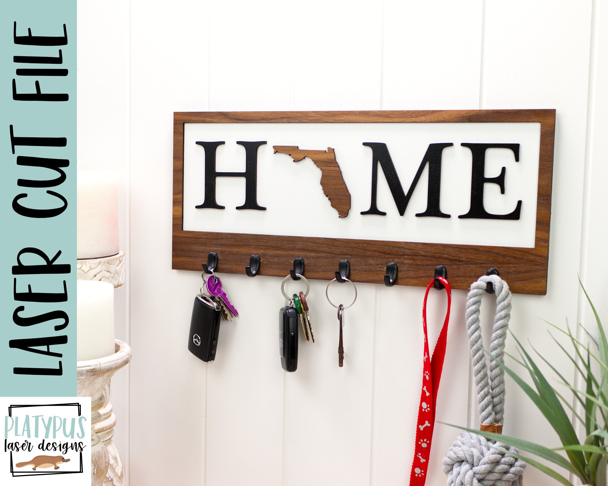 Welcome Home Key Sign Home State Key Sign- Welcome Sign SVG Laser File - Glowforge File ...