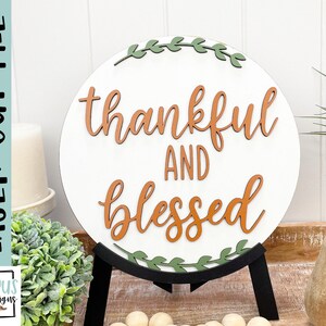 Thankful sign- thanksgiving sign SVG Laser file - Glowforge file - Thanksgiving door hanger cut file - Digital Download