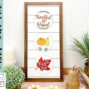 交換可能な秋の看板ファイル SVG、 - Glowforge ティアードトレイ - 感謝祭デジタルダウンロード、Platypus Designs