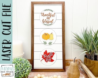 Interchangeable Fall Sign File SVG, - Glowforge Tiered Tray - Thanksgiving Digital Download, Platypus Designs