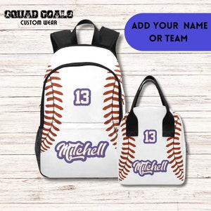 Personalisierte Baseball Rucksack | Kinder Baseball Schultasche | Kind Reisetasche | Angepasste Sporttasche für Spieler | Tasche mit Name für Kinder