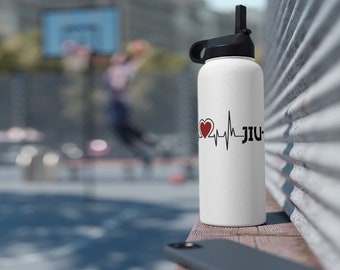 Jiu-Jitsu Heartbeat Stainless Steel Water Bottle, Standard Lid