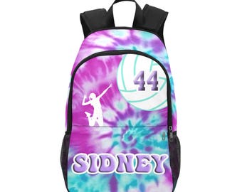 Personalized Tie-Dye Volleyball Backpack, Matching Lunch Bag And Tumbler