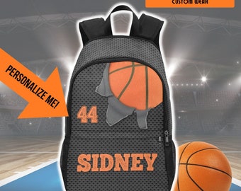 Mochila de baloncesto personalizada para niños Mochila escolar Bolsa de viaje deportiva para niños Bolsa de libros de baloncesto personalizada Nombre del jugador Bolsa de lona para niños