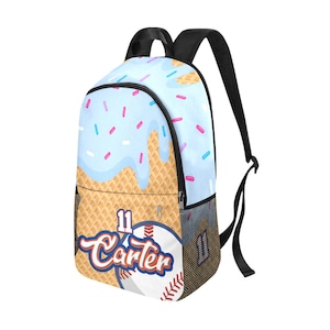Personalized Sprinkles Baseball Backpack to School- Backpack, Lunch Bag, and Water Bottle