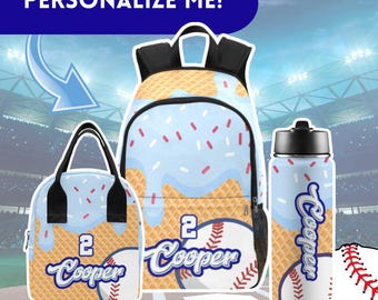 Custom Sprinkles Baseball Backpack, Lunch Bag and Tumbler
