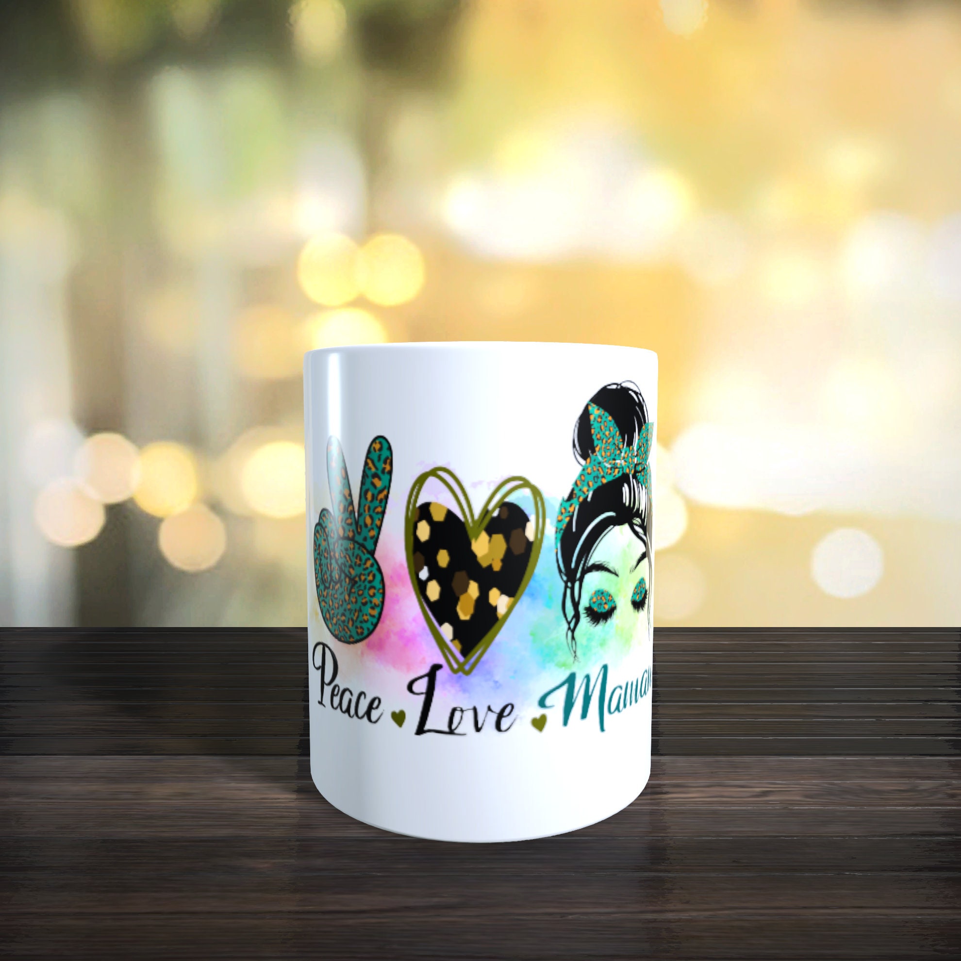 Mug Peace Love Maman, Tasse Fête Des Mamans, Mug Personnalisé