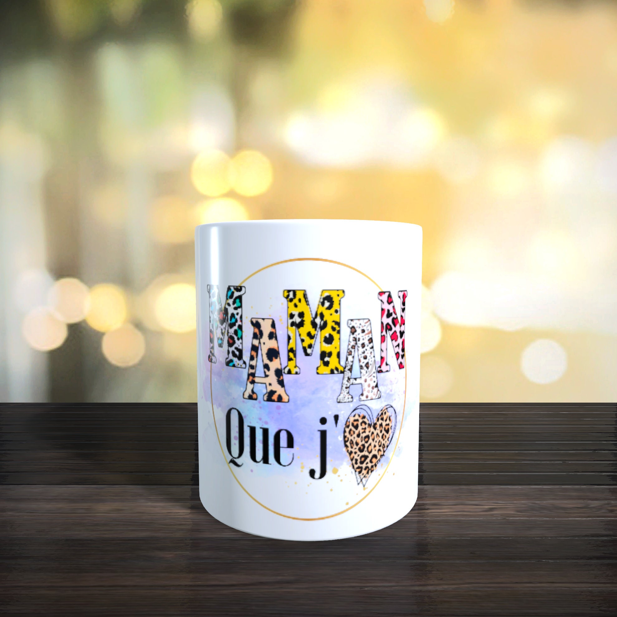 Mug Maman Que J'aime Léopard, Tasse Cadeau Personnalisé