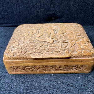 Vintage Stunning Carved hardwood Cigarette box