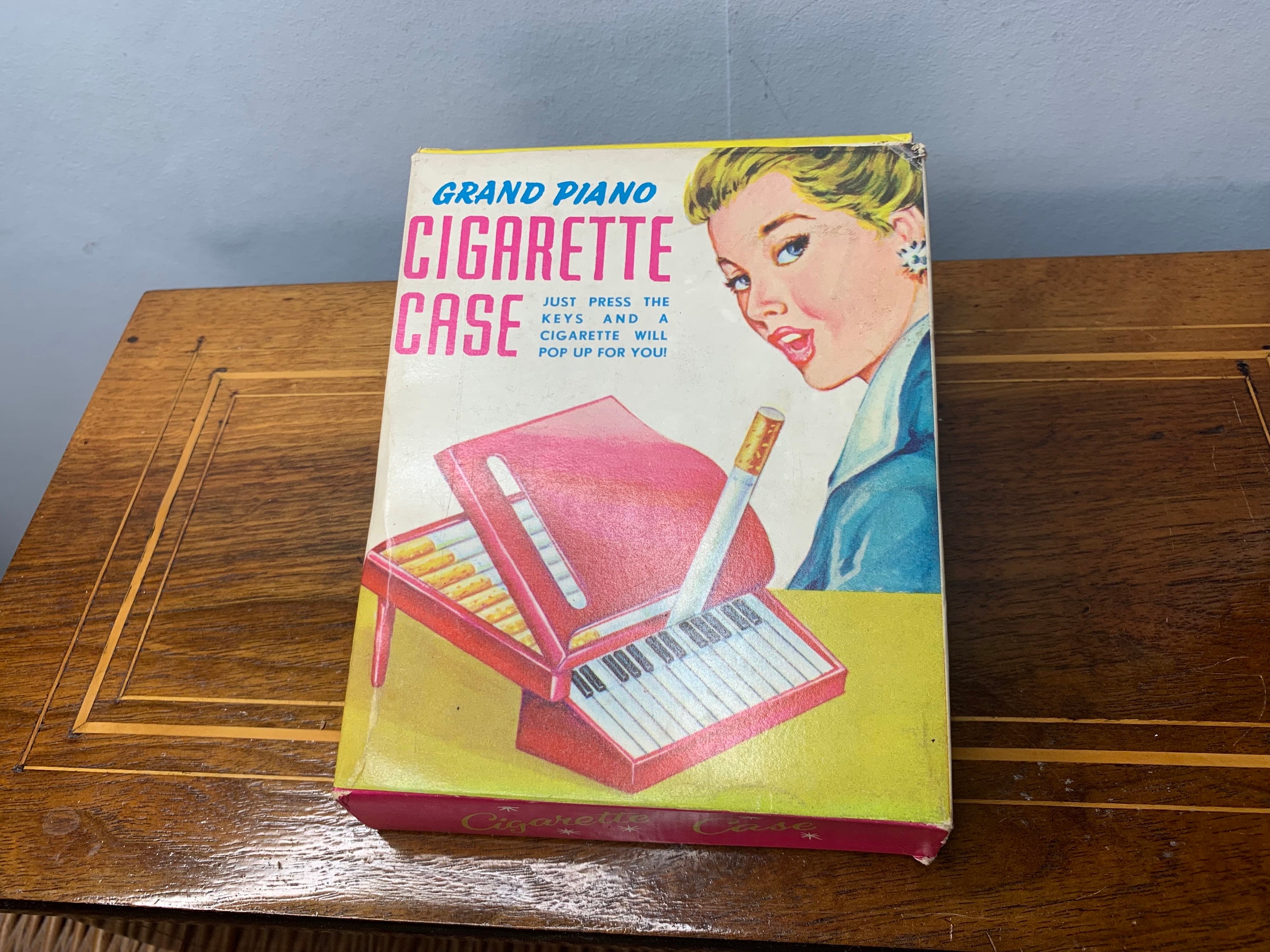 piano cigarette dispenser Vintage Plastic Grand Piano Cigarette Dispenser With Original Box and  Instructions