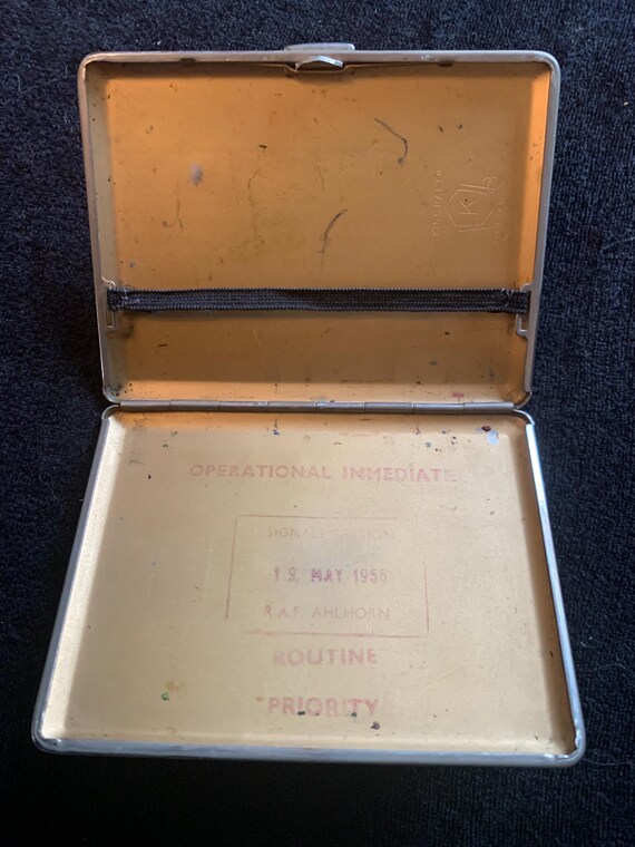 Vintage MOD Issued Silver Plated Cigarette Case Stamped Operation Immediate  19 May 1956