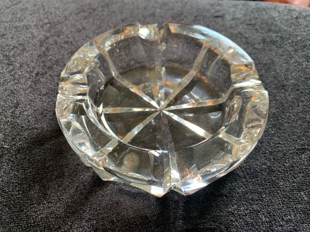 Vintage Lead Crystal Cut Glass Ashtray Etsy