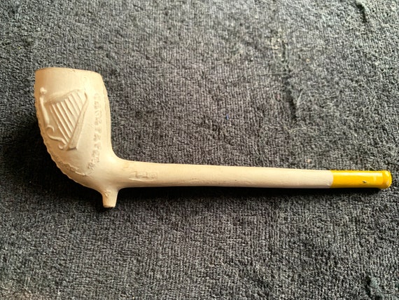 Antique Rare Used 19th Century Irish Harp Finish Clay Pipe