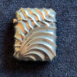 Antique Silver plated Vesta match holder with shell pattern