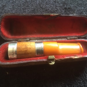 Antique large Meerschaum and Sterling Silver cheroot / Cigar holder In its original box by Henry Perkins