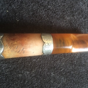 Antique large Meerschaum and Sterling Silver cheroot / Cigar holder by Susskind Brothers