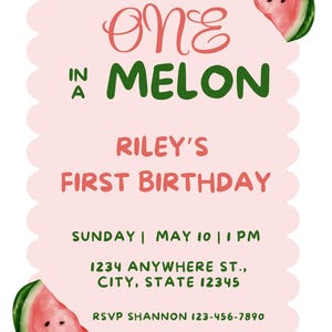 One in a Melon Party Invitation