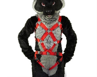 Full X Brustgurt mit Bein-Straps | Pelzgeschirr Fursuit Gurt