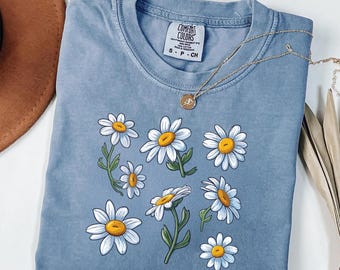 Blaues Gänseblümchen PNG Grafik: Vintage Blumen Clipart (Digitaler Download)