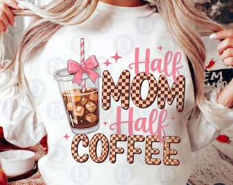 Retro Mama Kaffee PNG: Kariertes Coquette Bow Design (Digitaler Download)