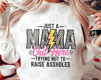 Funny Mom Life PNG: Checkered Mama Design (Digital Download)