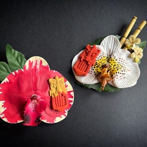 Tiki Mask Orchid Hair Flowers Hairclip Hairaccessories Tiki Oasis Luau Hawaiian Polynesian Pin Up Rockabilly Viva Las Vegas Psychobilly 50s