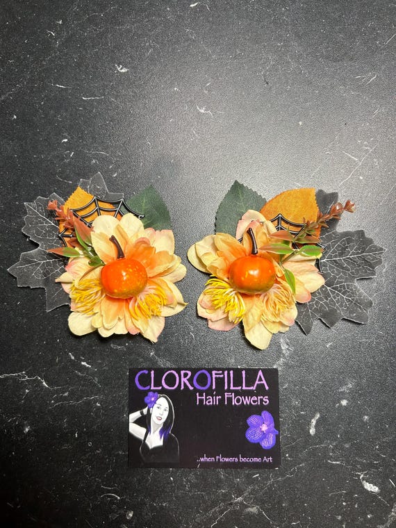 Vintage Floral Hair Clips with Yellow and Orange Accents Yellow - Hand painted Sunflower Claw Hair Clip - Solar  main image 4