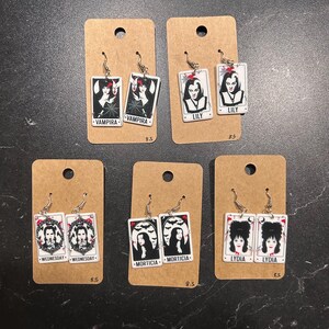 Goth Queen Earrings - Vampira - Mercoledi -Morticia - Lydia - Lily - Halloween Earrings - Plaing Card Earrings