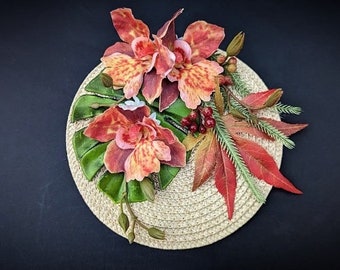 Fascinators Hat Oranhe Orchids