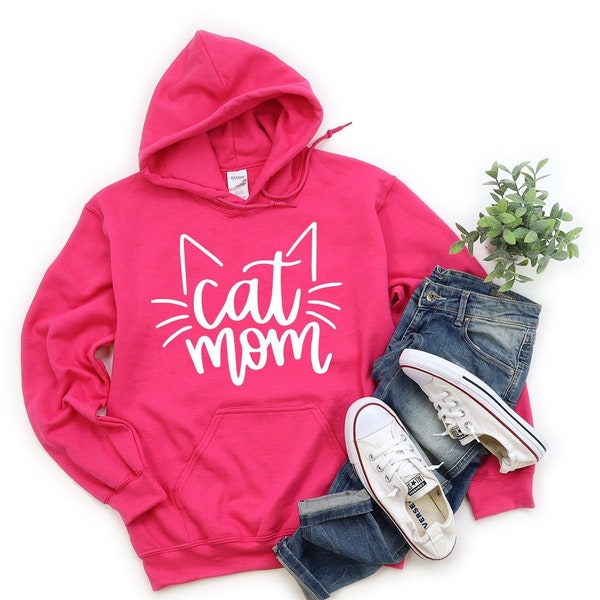 Cat Mom Print Fleece Hoodie main image 0