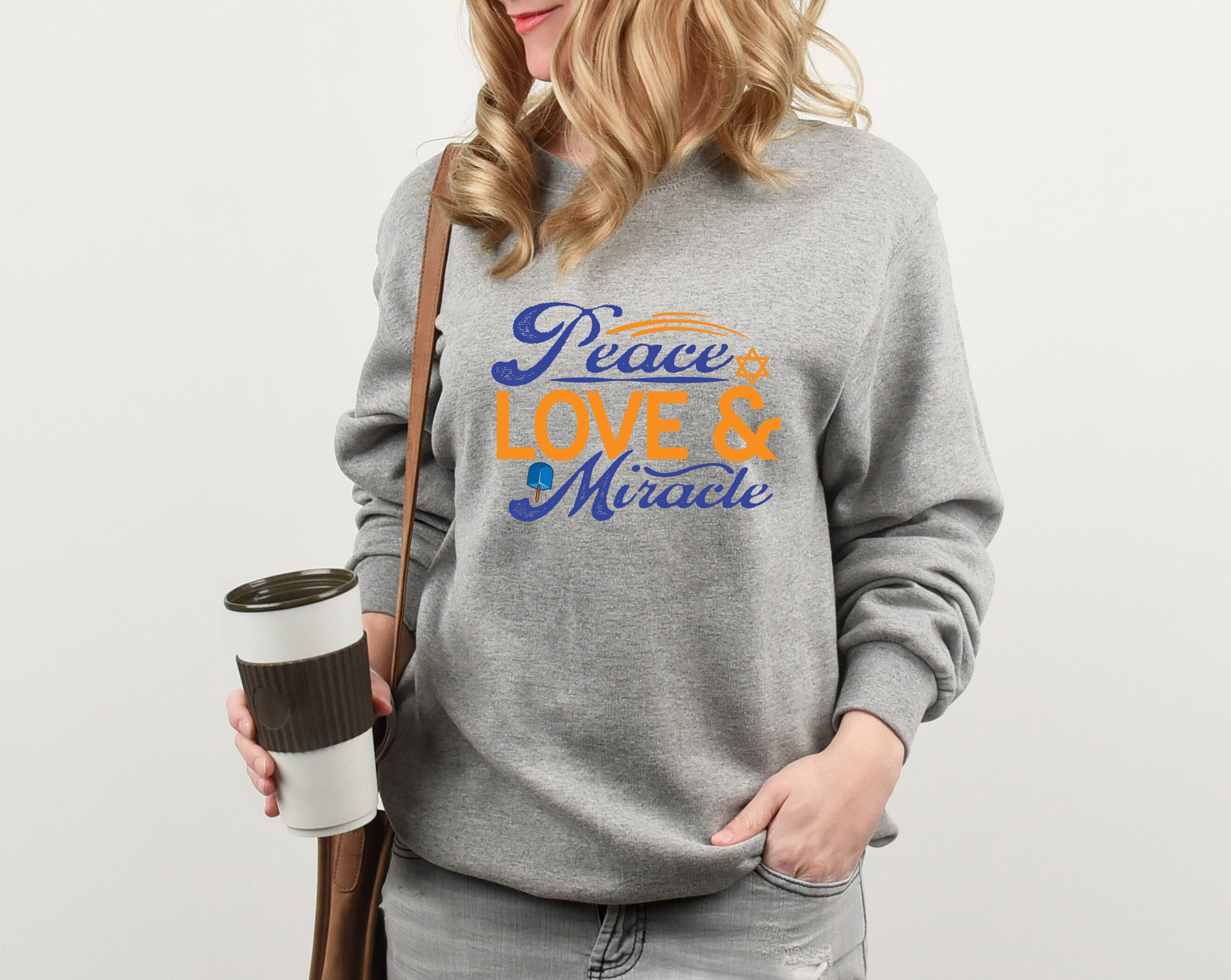 Peace Love And Miracle, Happy Hanukkah Sweatshirt