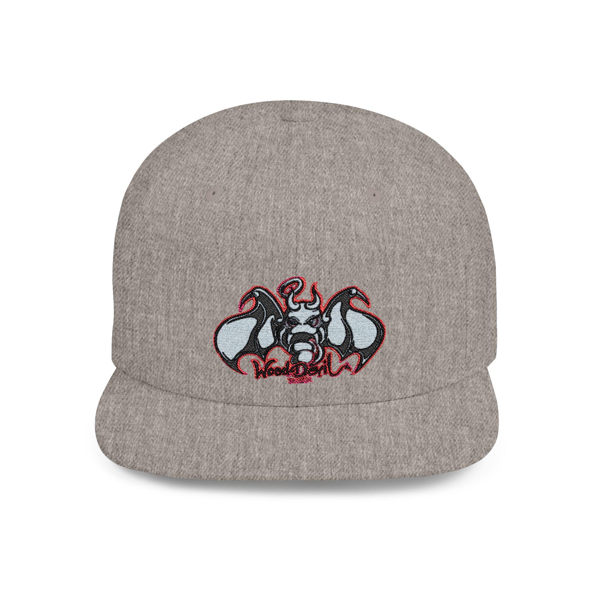 Timber Devil Wood Devil Designs Logo Flat Bill Snapback Cap, Halloween Hat, Stylish ...