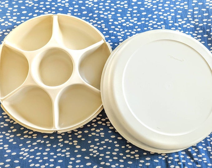 Vintage Tupperware Divided Relish Tray Carrier Container 1665-5 With