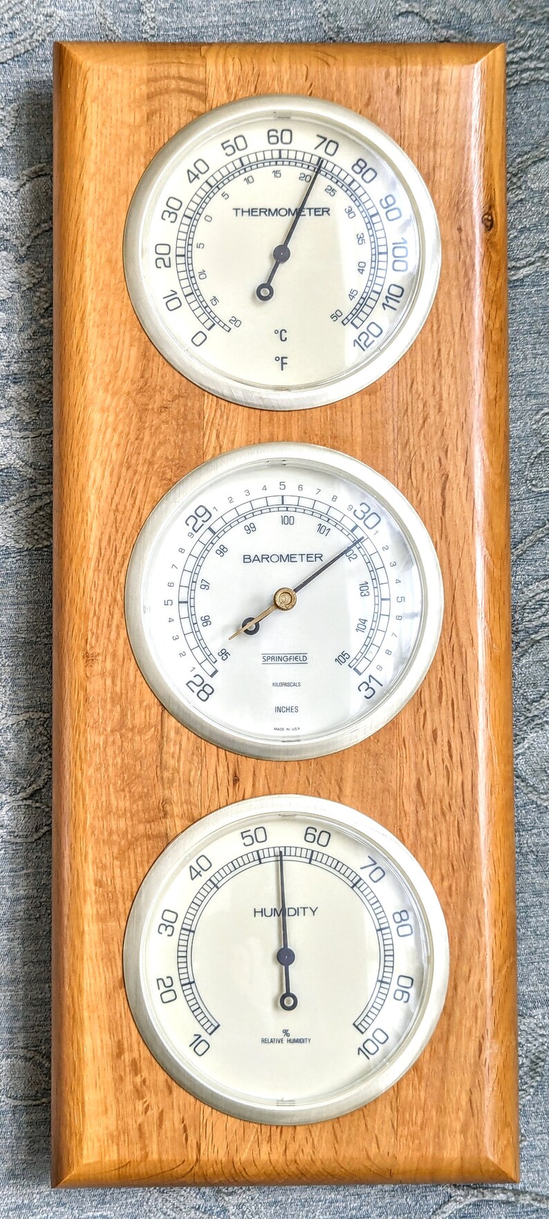 Vintage Springfield Weather Station Thermometer Barometer Humidity