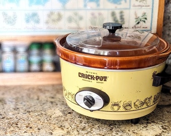 Vintage Retro Rival Crock Pot Mustard Yellow #3350/2 Slow Electric Cooker 4 Qt